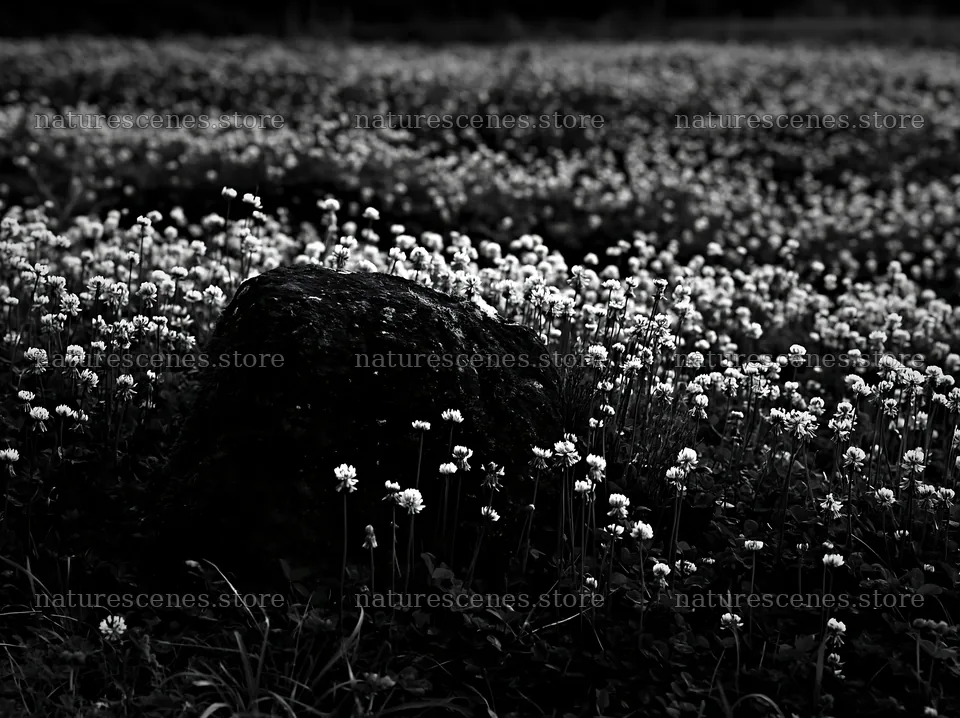 Miyagi spring recovery meadow mossy stone in flower field – nature scenes 9174x6866
